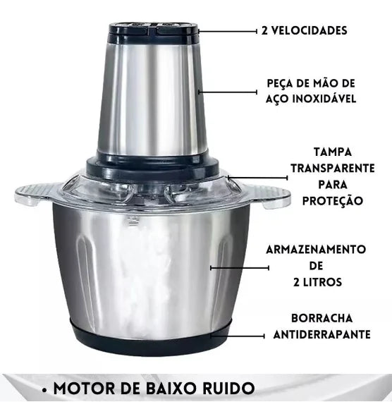 Processador de Alimentos Elétrico 2L 110V – Potência e Praticidade na Sua Cozinha!