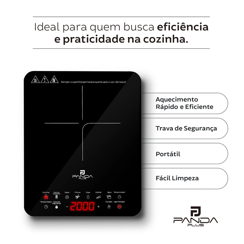 Cooktop de Indução Portátil Panda Plus 1 Boca – Moderno, Rápido e Seguro!