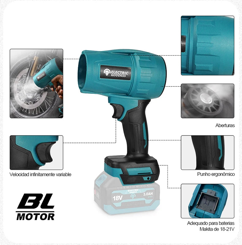 Soprador Turbofan Sem Escova 1500W, 200 m/s e rotação de 0-150.000 R/MIN – Potente, Versátil e Compacto