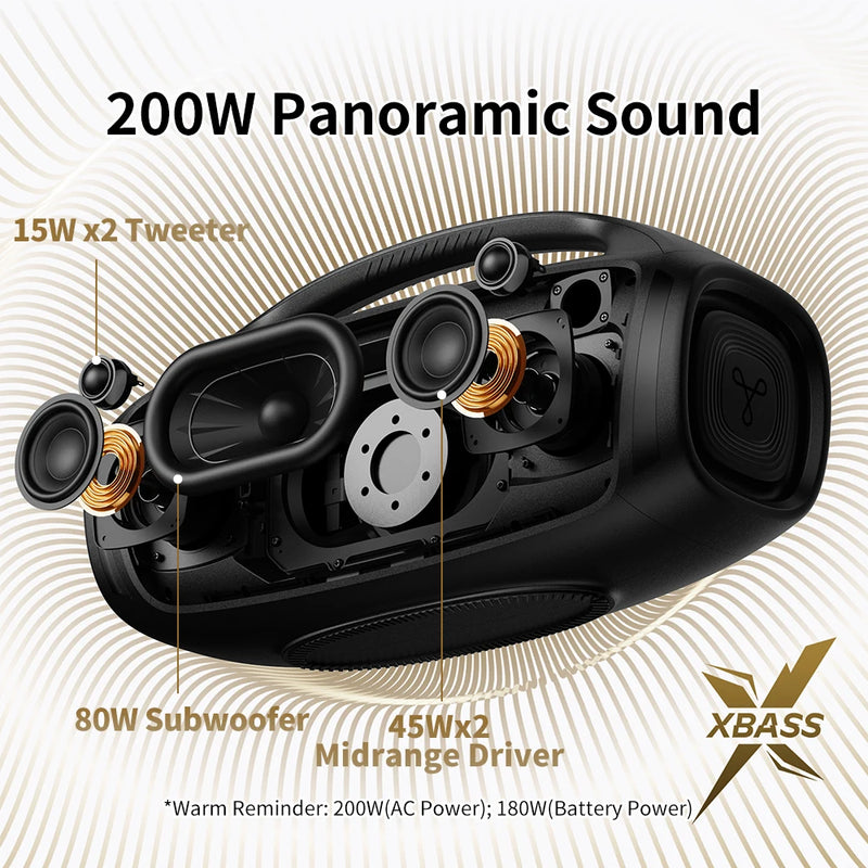 Caixa de Som Bluetooth TRIBIT StormBox Blast 2 — 200W RMS de Potência, LED Dinâmico e Autonomia de 30 Horas!