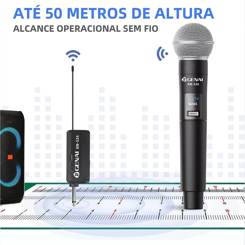 Microfone Sem Fio Profissional Recarregável Genai MS-526-1