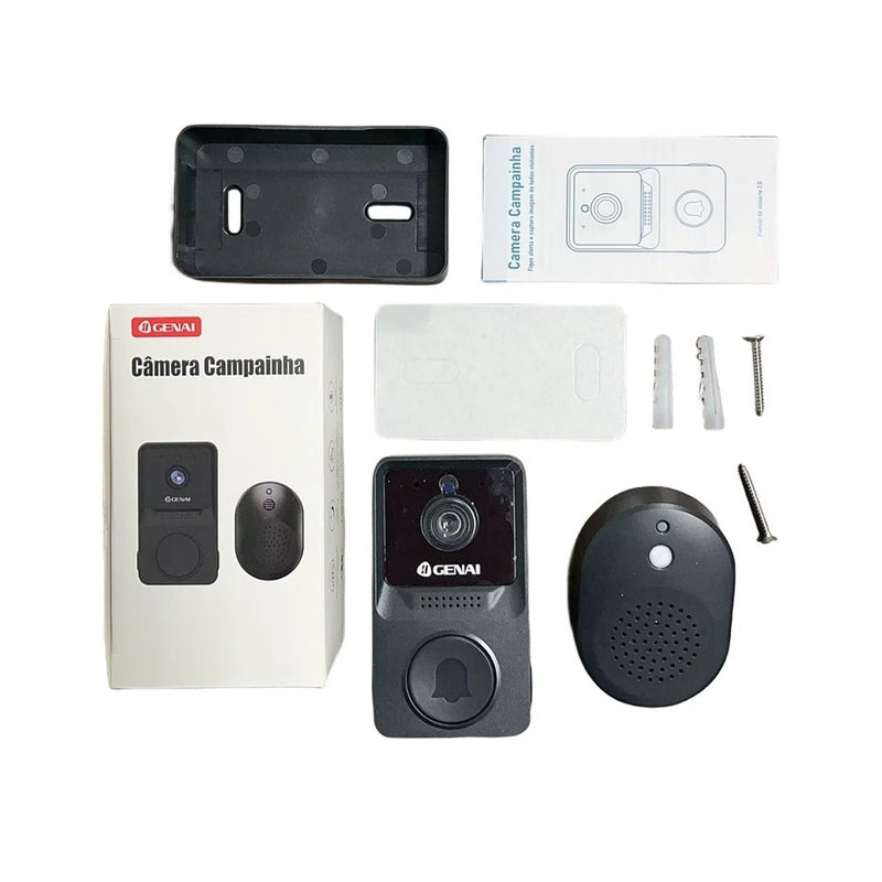 Campainha Câmera Wi-Fi Sem Fio Inteligente – Interfone de Áudio e Monitoramento Remoto