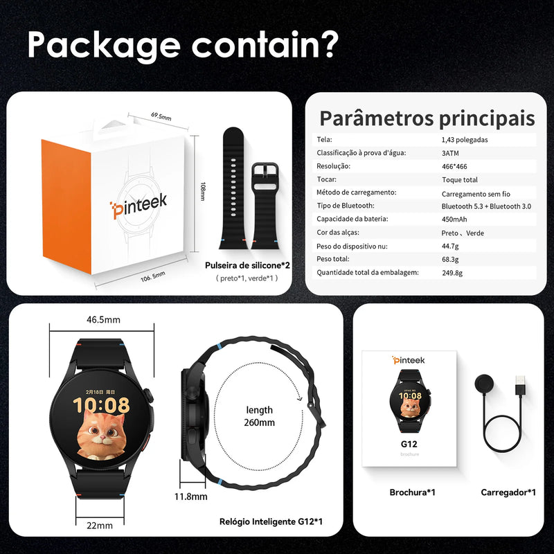 Smartwatch AURAFIT GPS-G12 – Tecnologia, Saúde e Estilo no Seu Pulso!