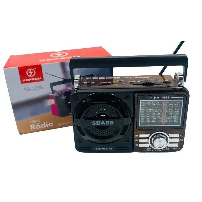 Caixinha de Som /Rádio AM/FM Retrô Vintage Kapbom KA-1088 – Com Lanterna, USB e Bluetooth