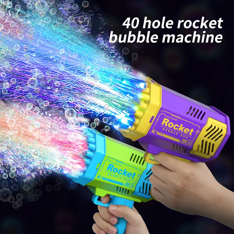 Máquina / Pistola de Bolhas de Sabão 40 Furos – Brinquedo Infantil Portátil