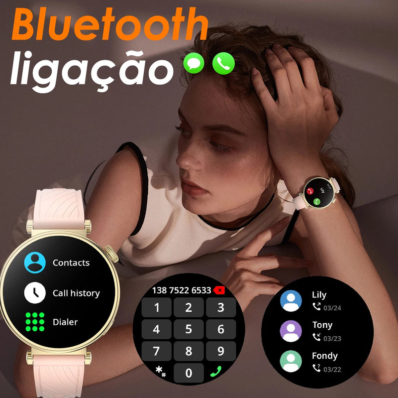 Smartwatch Feminino AURAFIT ELLA 2 – Elegância, Saúde e Conectividade em um só Relógio!