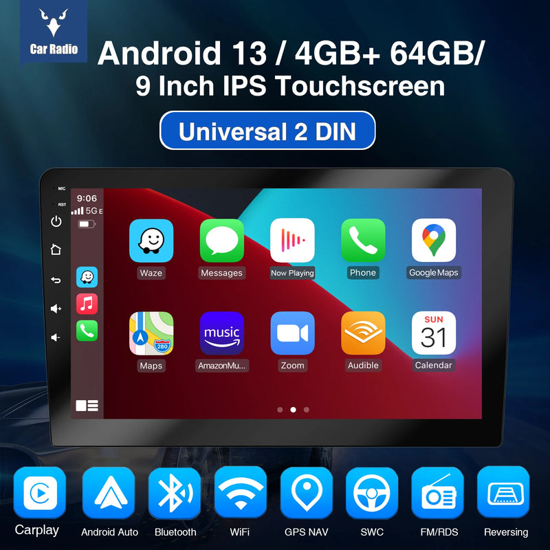 Central Multimídia ESSGOO CarPlay, Android Auto, GPS, Wi-Fi e Tela Touch 7” / 9” / 10” — Universal