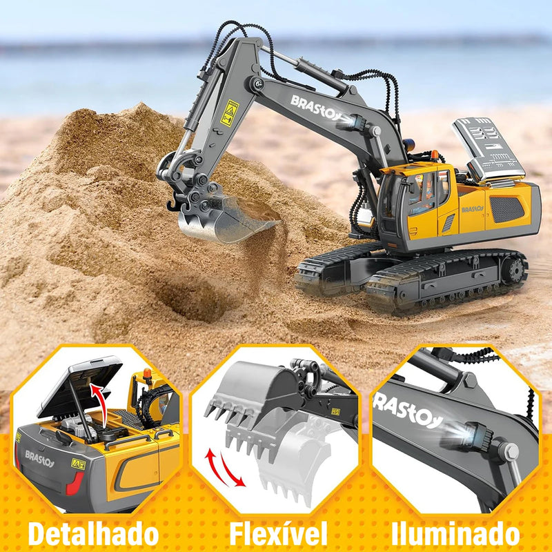 Escavadeira de controle remoto Veículos de construção RC com luzes e sons, presente para crianças .