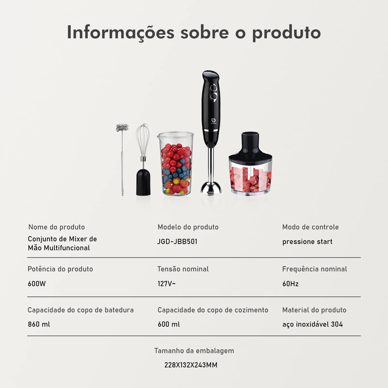 Mixer Power Inox 5 em 1 Coibeu – 600W de Potência e Versatilidade Profissional!