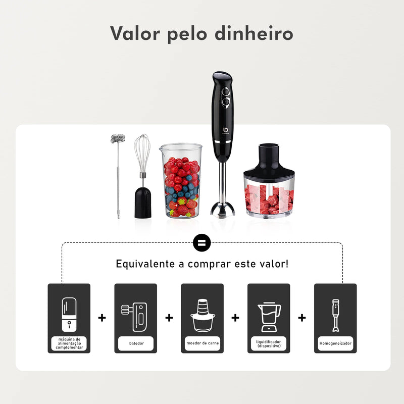 Mixer Power Inox 5 em 1 Coibeu – 600W de Potência e Versatilidade Profissional!