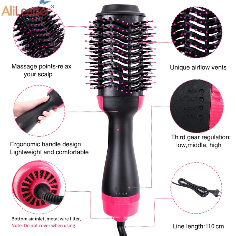 Escova Secadora Modeladora AliLeader 2 em 1 – Secagem, Alisamento e Volume em um Só Passo!