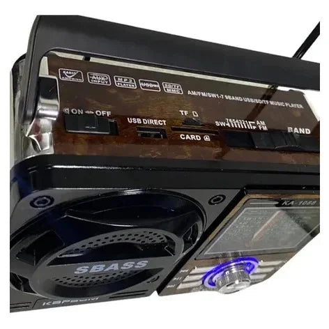 Caixinha de Som /Rádio AM/FM Retrô Vintage Kapbom KA-1088 – Com Lanterna, USB e Bluetooth