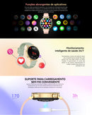 Smartwatch Feminino AURAFIT ELLA 2 – Elegância, Saúde e Conectividade em um só Relógio!
