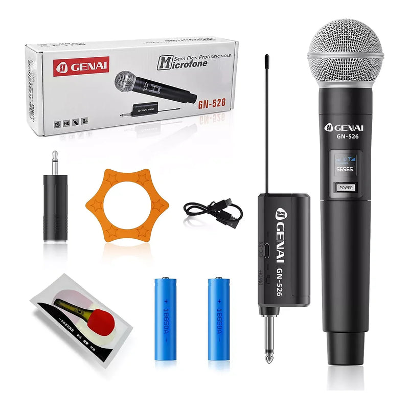 Microfone Sem Fio Profissional Recarregável Genai MS-526-1
