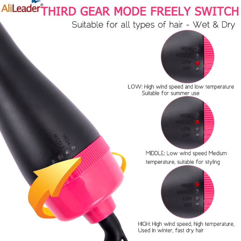 Escova Secadora Modeladora AliLeader 2 em 1 – Secagem, Alisamento e Volume em um Só Passo!