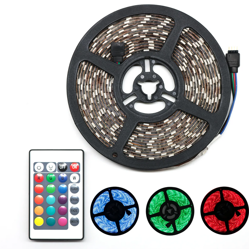 Fita LED RGB 5 Metros  Com Controle Remoto e Fonte 12v Bivolt